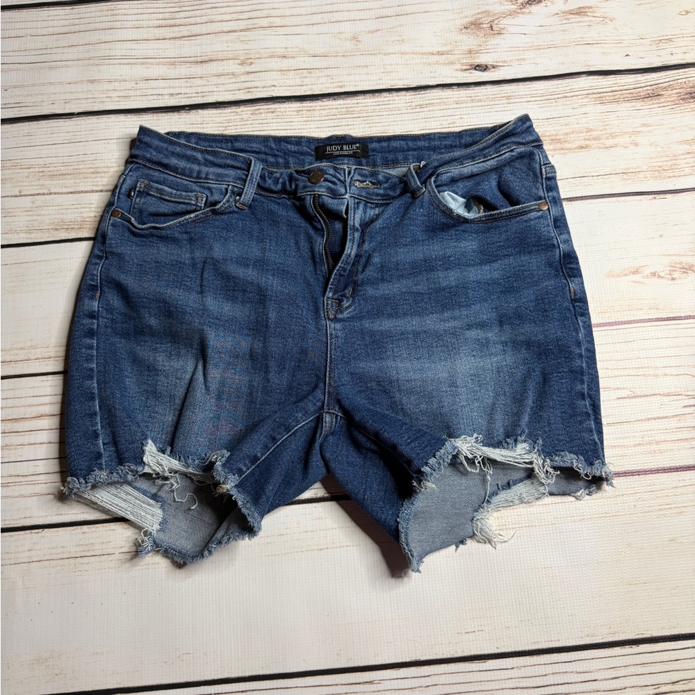 Judy Blue Dark Blue Distressed Jean Shorts
